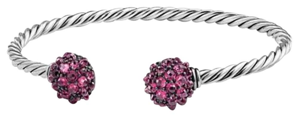 David Yurman Garnet Berries Station Cable Sterling Silver Bracelet NWT